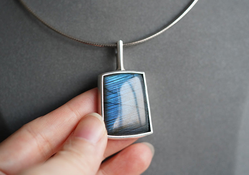 [OOAK] Modernist S999 Fine Silver Pendant - The Electric Blue Horizon