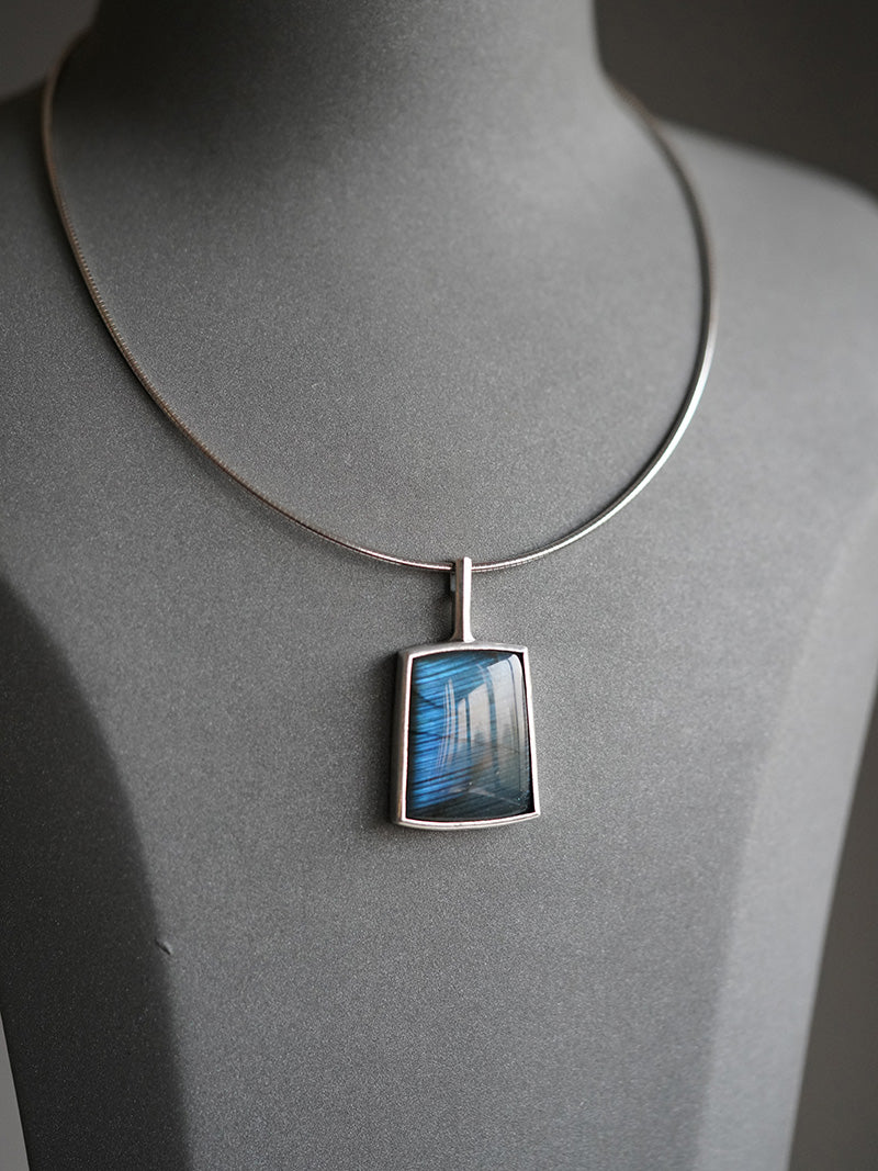 [OOAK] Modernist S999 Fine Silver Pendant - The Electric Blue Horizon