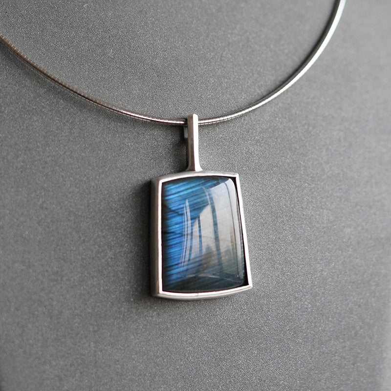 [OOAK] Modernist S999 Fine Silver Pendant - The Electric Blue Horizon