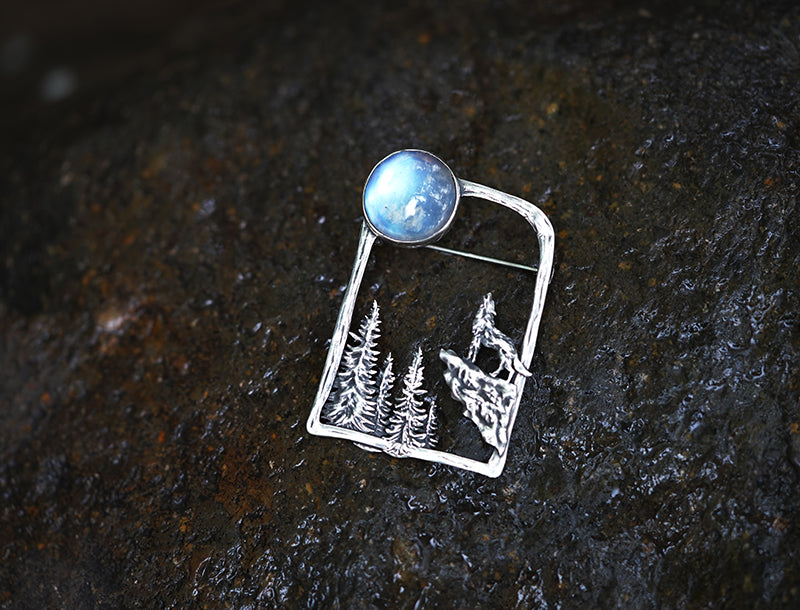 natural moonstone brooch