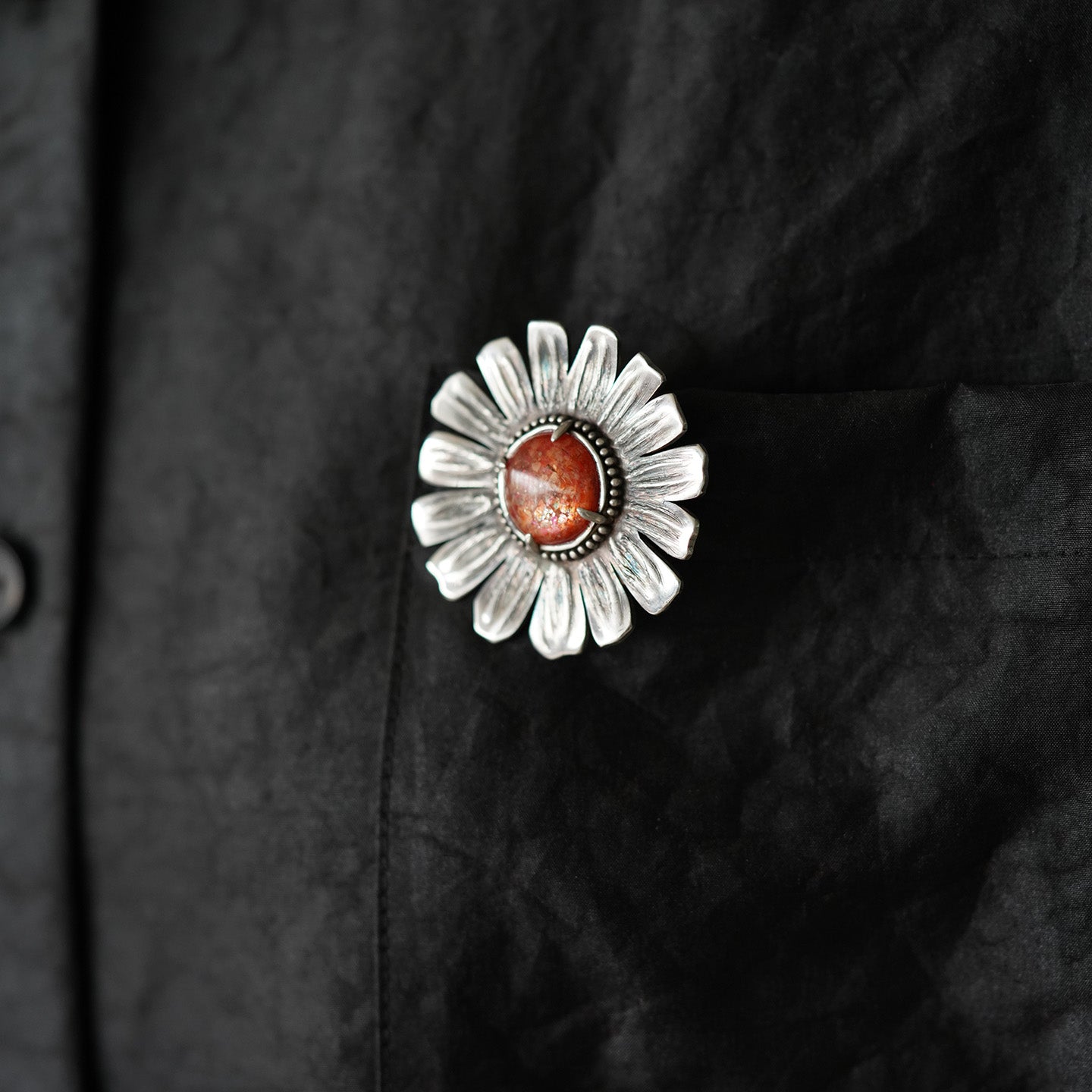 silver with sunstone brooch